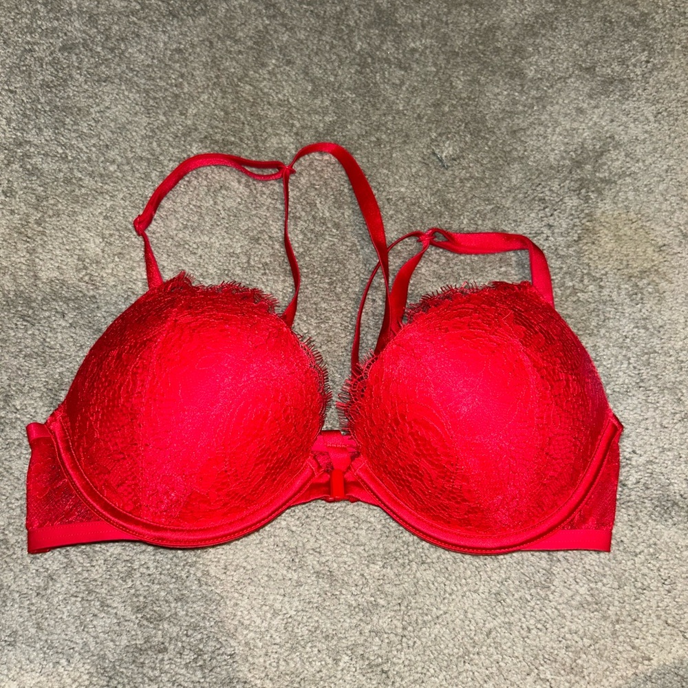 Victorias Secret red lace bombshell bra